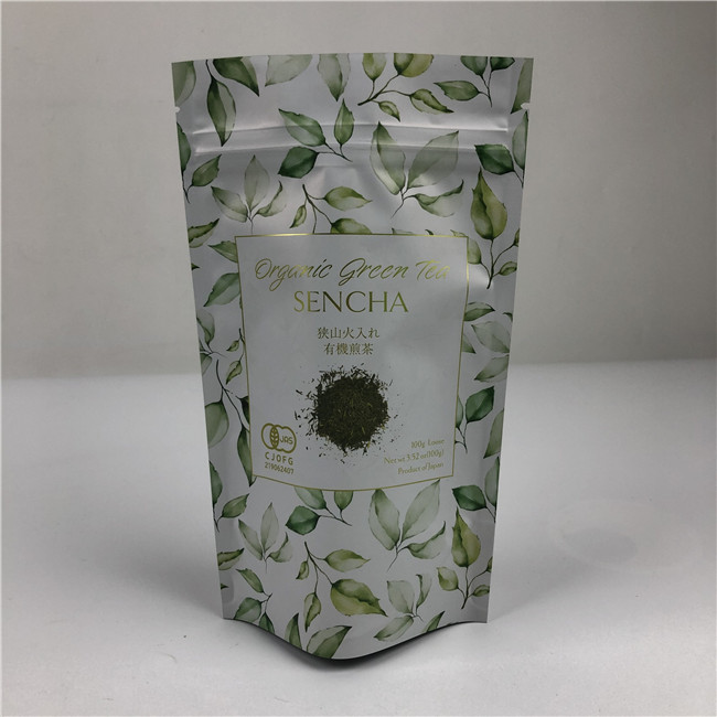 Customized Digital Printing Bags Metallic Gold Logo Stand Up Tea Packing Bags