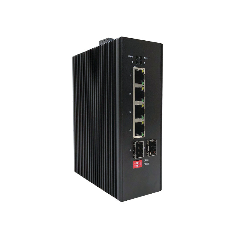 Din Rail Managed Industrial Ethernet Switch 6 Ports With 2 SFP Gigabit Optical Port