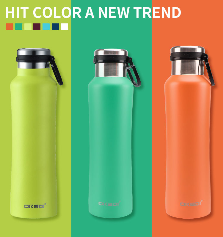 2020 New Replaceable Lid Bamboo Lid Vacuum Thermos Cup Sports Water Bottle With Handle