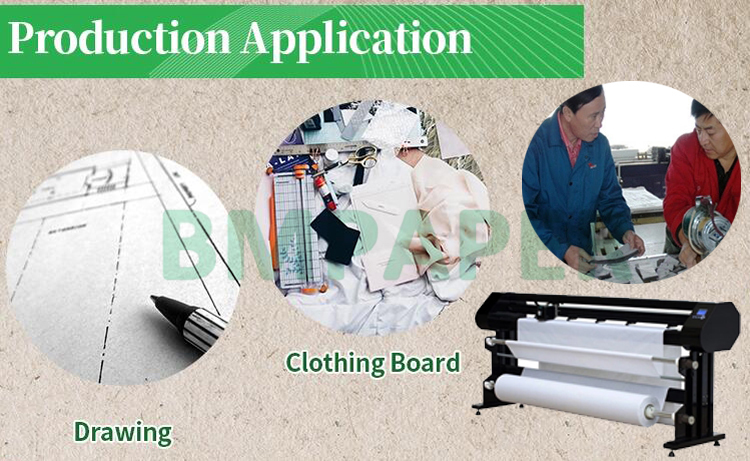 45gsm 60gsm Uncoated Plotter Paper For Cutting Machine 165cm 190cm x 250m