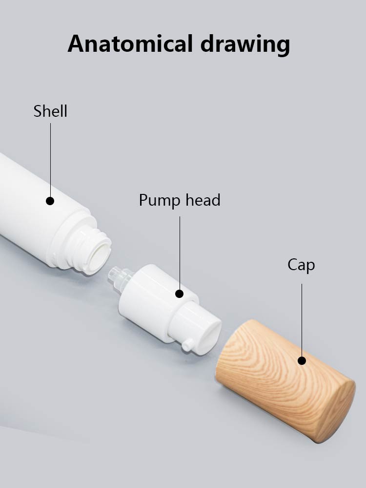 15ml / 30ml / 50ml Customized Color Woodden Cap PP Airless Bottle Skin Care Packaging UKA58