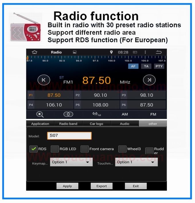 Ouchuangbo DVD Player GPS radio Mazda 2 2010-2012 android 4. 4 3G Wifi iPod Touch Screen