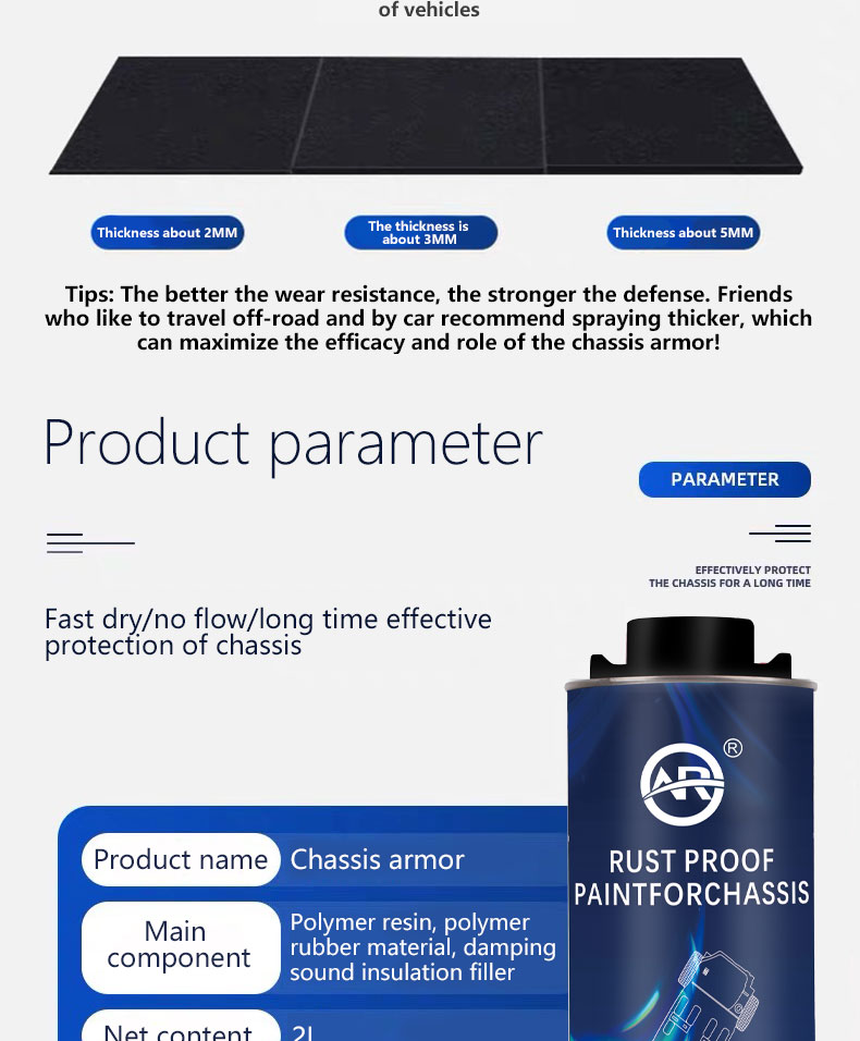 Spray Rubberized Undercoating for Car Rust Corrosion Proof 1kg 18 Months Shelf Life