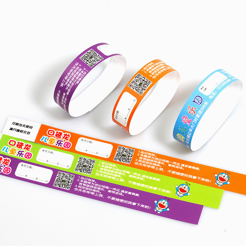 Custom Event PP Synthetic Paper Wristband Pattern Color Printed Waterproof Sweat Resistant Entry Admission Wrist Bands