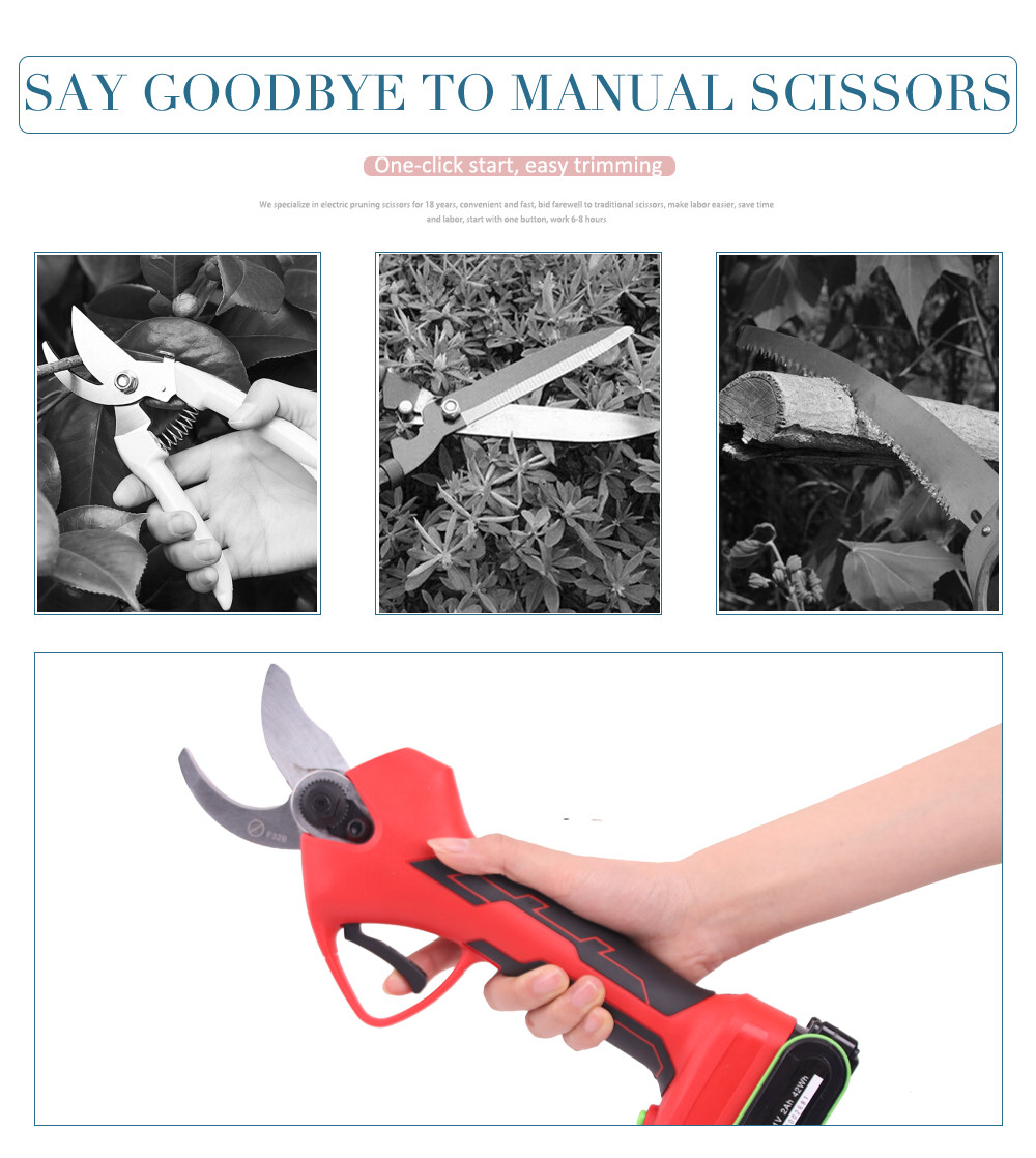Swansoft 3.2CM Electric Pruning Scissors Shears with 21V 2.5Ah battery for vineyards and orchards