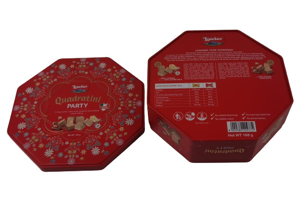 Octagon Shaped Cookie Tin Container for Food and Promotion Packaging