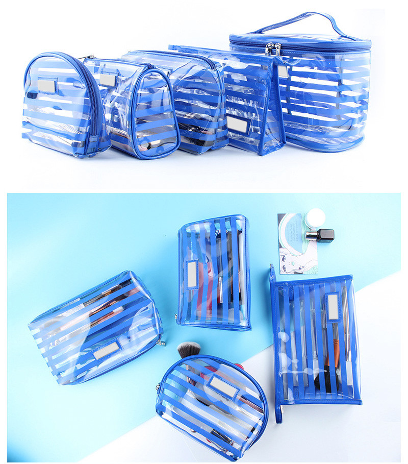 Multi-Functional Transparent Clear Strip Pattern PVC Cosmetic Bag