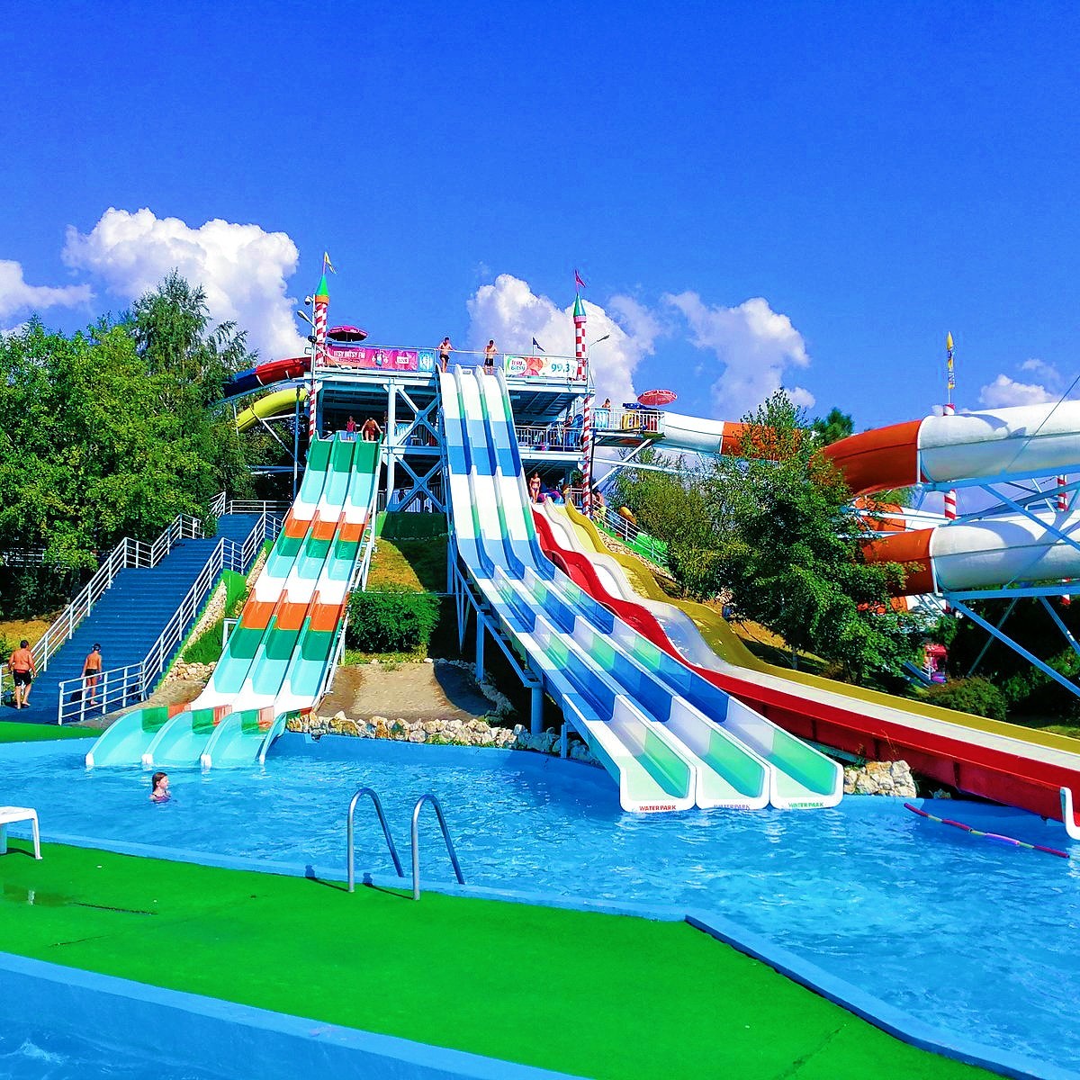 ODM Kid Aqua Theme Park Swimming Pool Water Fun Toy Rides Fiberglass Slide Set