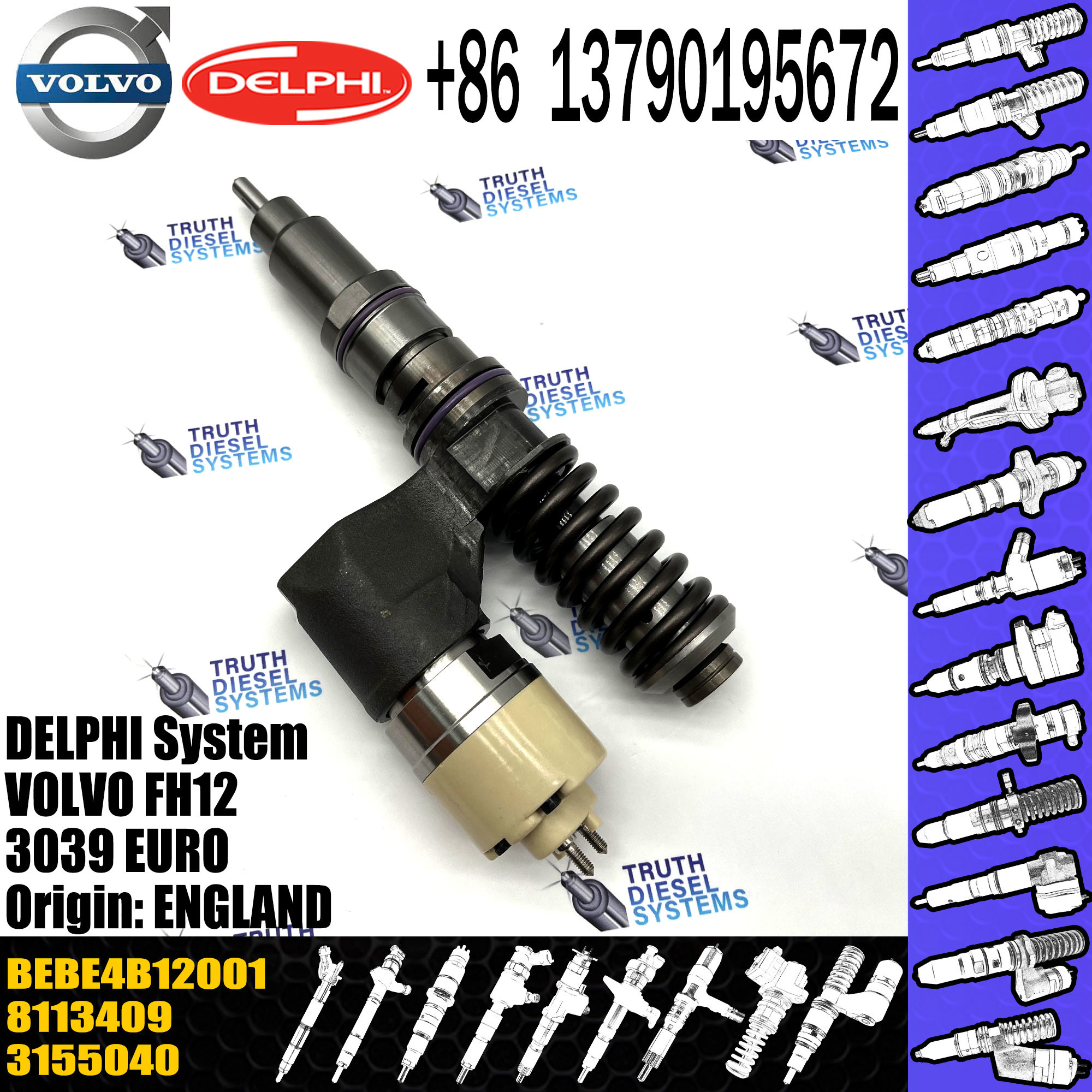 3155040 New Diesel Fuel Injector VOL FH12 3039 EURO 3155040 BEBE4B12001, 3155040 8113409
