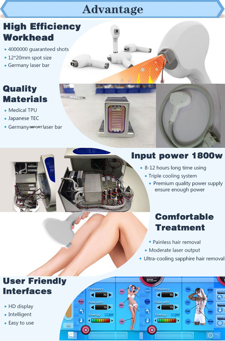 Water cooling system Germany laser device 808nm diode laser hair removal