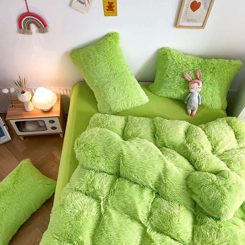 Plush Shaggy Velvet Fluffy Bed Duvet Covers Set in Multi Color Custom Luxury Designs