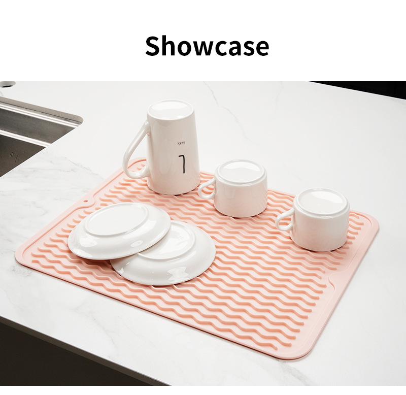 Custom Eco-friendly Silicone Dish Drying Mat Heat Resistant Trivet for Kitchen Counter