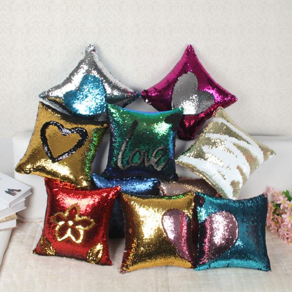 2021 New Design High Quantity Sublimation Flip Sequins Cushion Cover Customized Sequin Pillowcase
