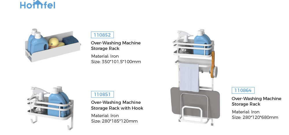 Wall Mounted Washing Machine Rack Magnetic Storage Hooks for Metal Sundries