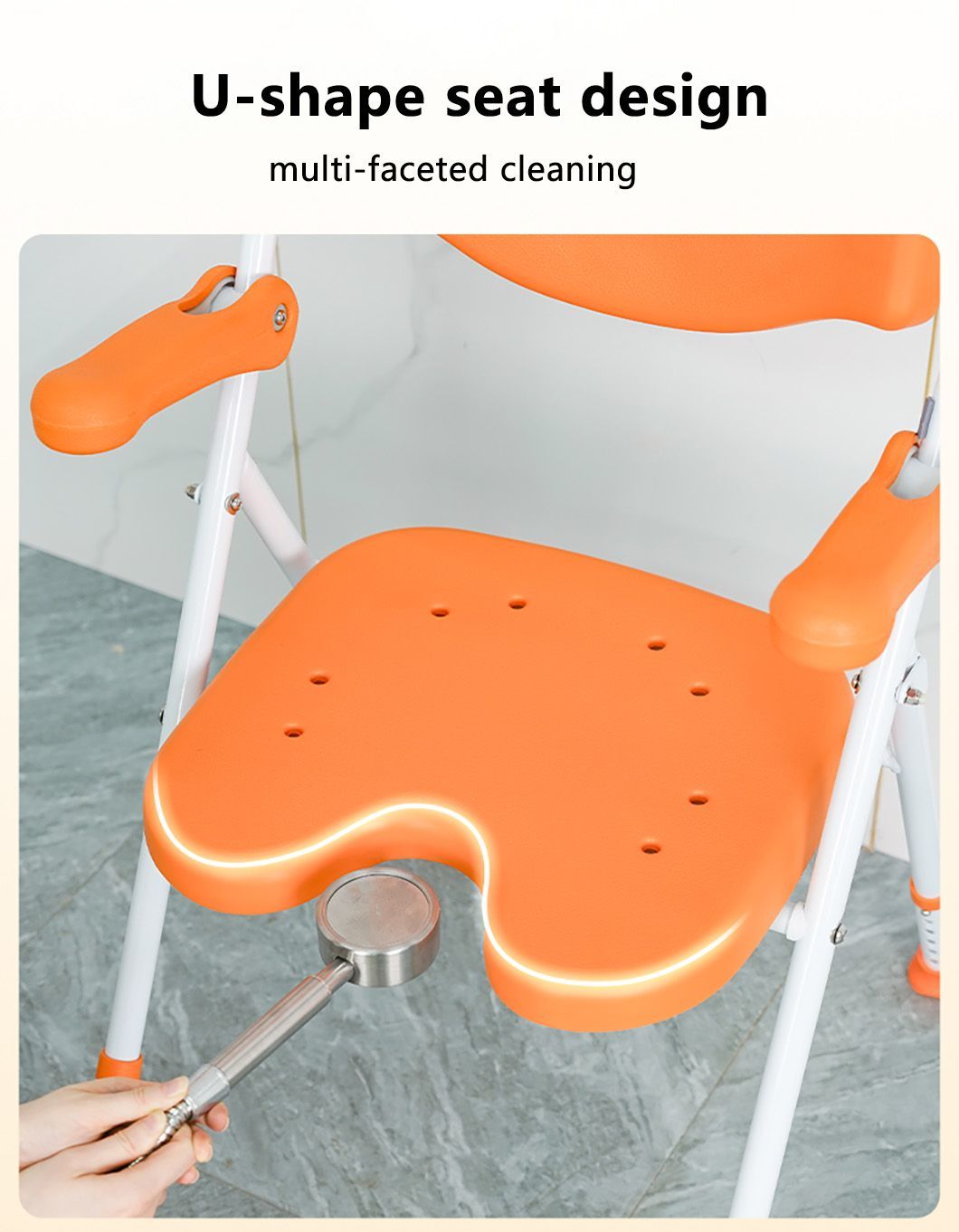 New Aluminium Alloy Lightweight Foldable Bath Chair for Indoor Shower Bathroom Safety Equipment