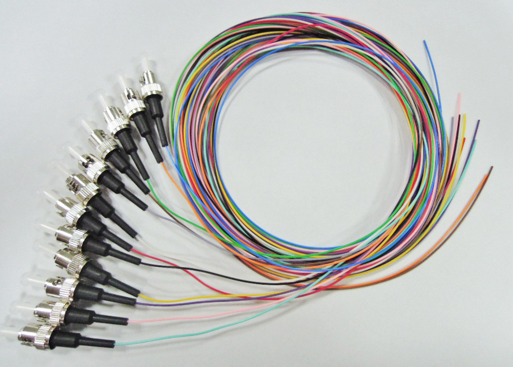 12 Strand Single Mode Fiber Optic Pigtail 0.9mm Tight Buffered Ribbon LC SC FC ST Connector