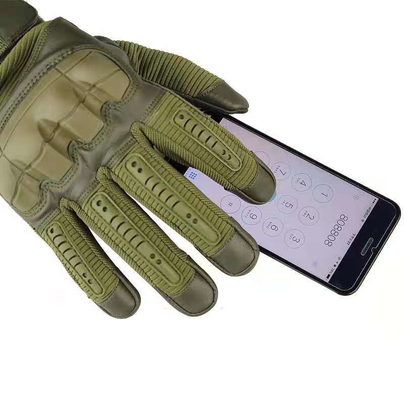 Synthetic Outdoor Tactical Gear Glove Anti Skid Khaki Nylon Micro Fiber