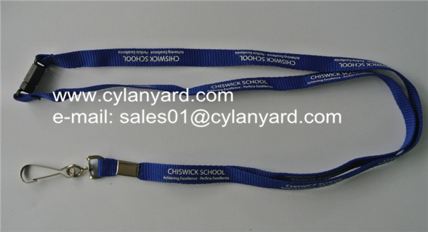 polyester lanyard with metal sheet crimped J hook