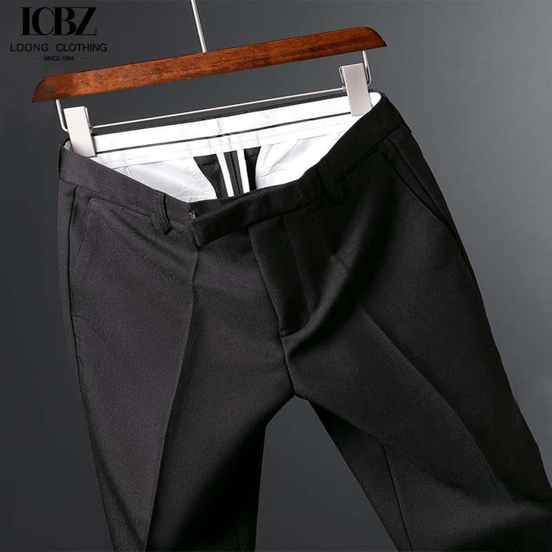 Simple Drape Design Men's Wool and Silk Suit Trousers for Autumn Business Casual