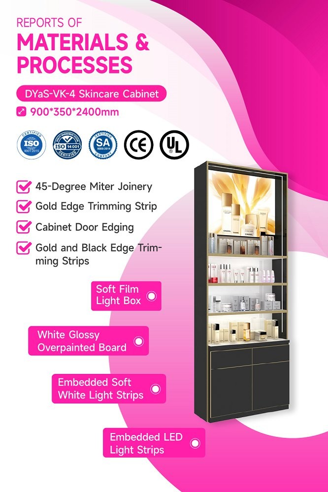 DYaS-VK-4 Skincare Display Cabinet with Soft Film Light Box and Embedded LED Strips