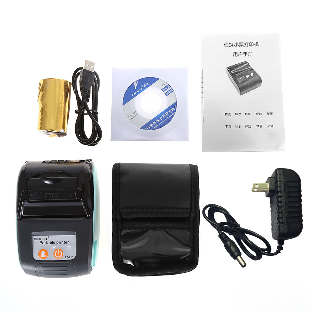 Black Color Portable Bluetooth Printer 58mm Wireless Receipt Machine With Leather Case