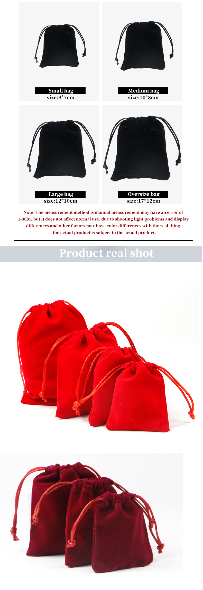 Multiple Size Smooth Drawstring Velvet Jewelry Bag for Luxury Jewelry Gift Packaging