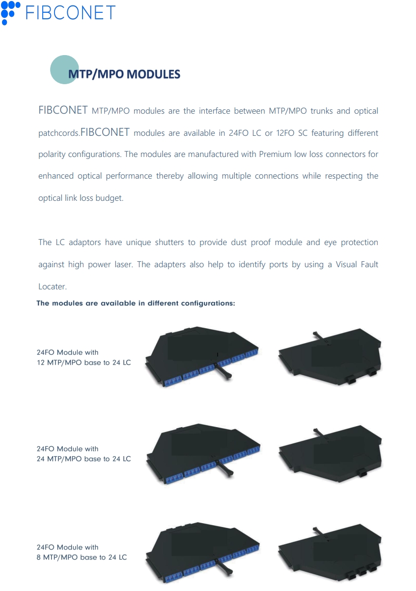 Fiber Optic Equipment Patch Panel Cassette Module MPO Rack 1u 144 Core Upc/APC Black