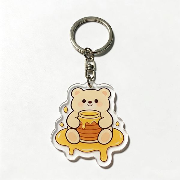 Custom Glitter Epoxy Keychain – Clear Acrylic with Cartoon Logo & Anime Design