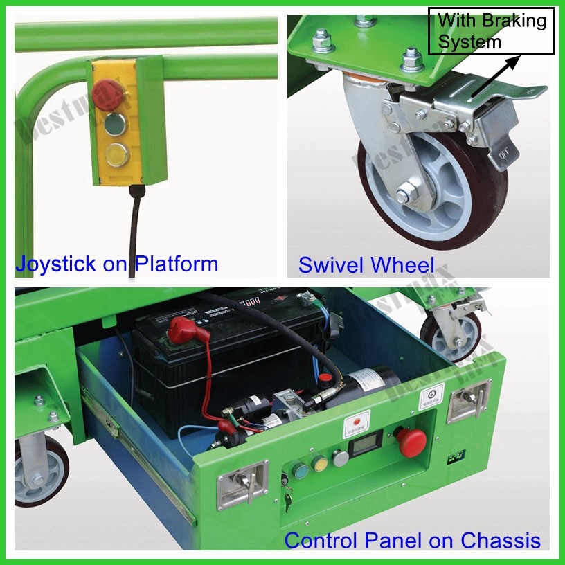 Platform Height Max 3m Lifting Capacity 240kg Hydraulic Mobile Scissor Lift