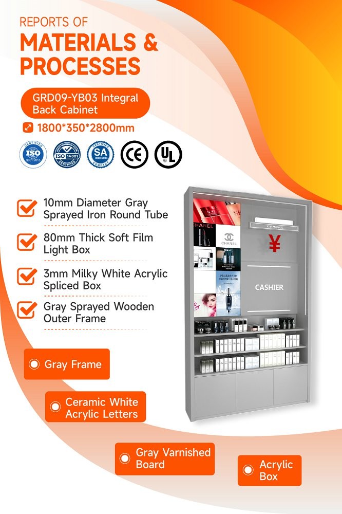 GDR09-YB03 Retail Display Counter With 80mm Soft Film Light Box And Acrylic Spliced Box For Mall Booths