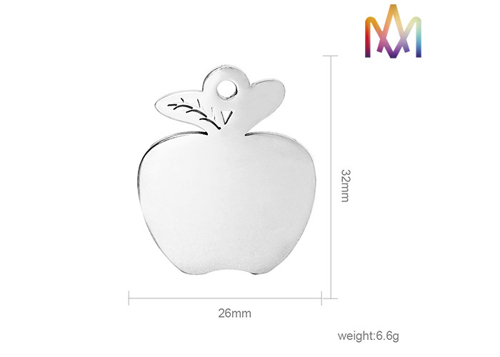 26x32MM DIY Apple Shaped Stainless Steel Pendant
