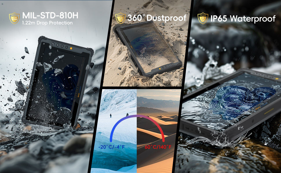 ONERugged M10J 10.1" Rugged Tablet Win11 Pro N5100 CPU IP65 Waterproof 4G/WiFi/BT5.0/NFC