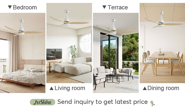 Wooden LED Ceiling Fan with Remote Control 3 Speeds Adjustable and Pure Copper AC Motor
