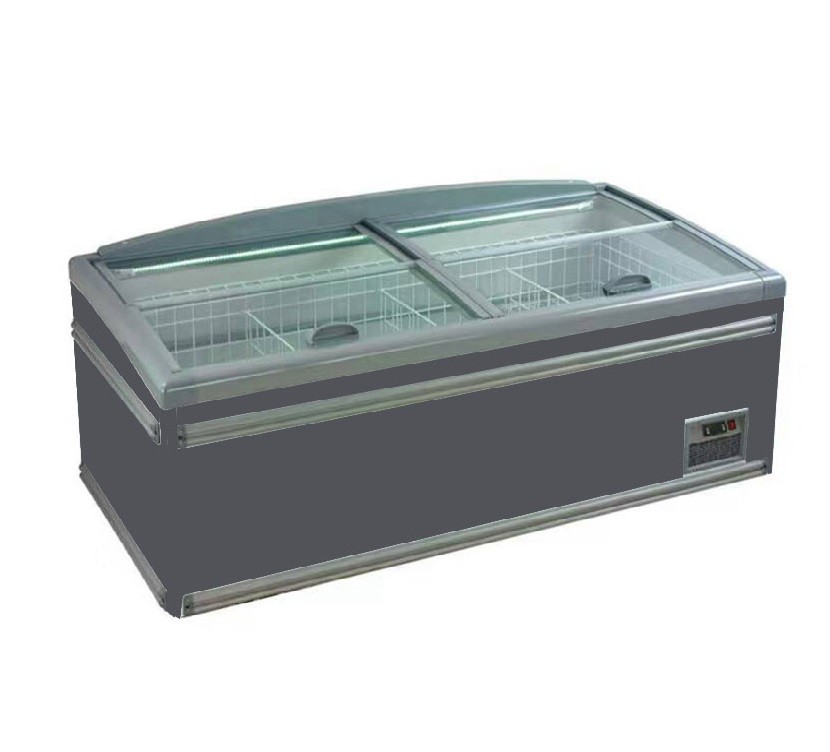 Frozen Food Sliding Door Commercial Display Freezer Combo Island Freezer