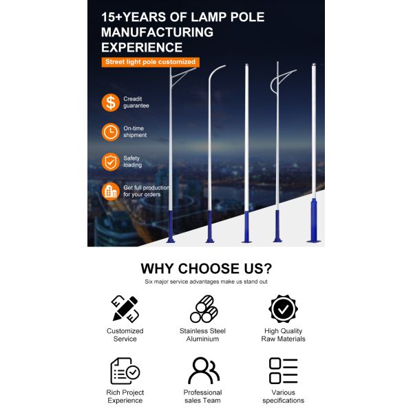 4m 5m 6m 7m 8m 9m 10m 12m Q235 Steel Outdoor Light Pole With Customizable Sizes