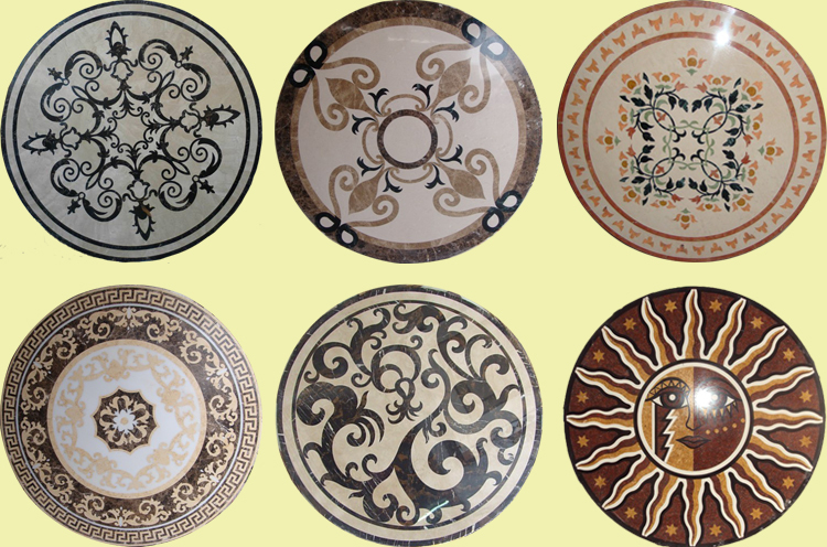 Mixed Color Round Mosaic Medallion Floor Patterns For Hotel / Residential