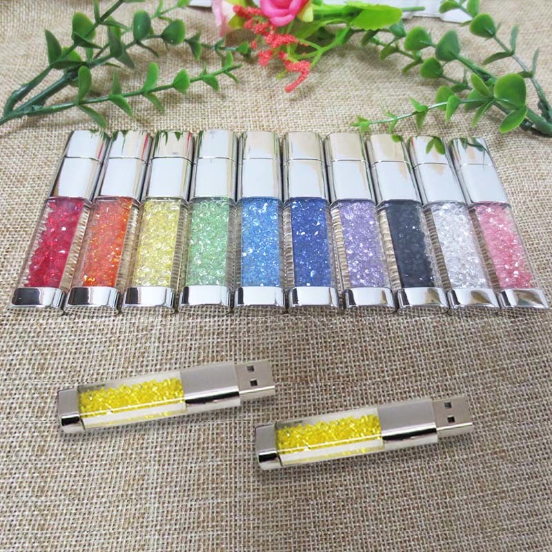 10MB/S 2.0 Crystal USB Stick 32GB 64GB Custom Flash Drives With Logo