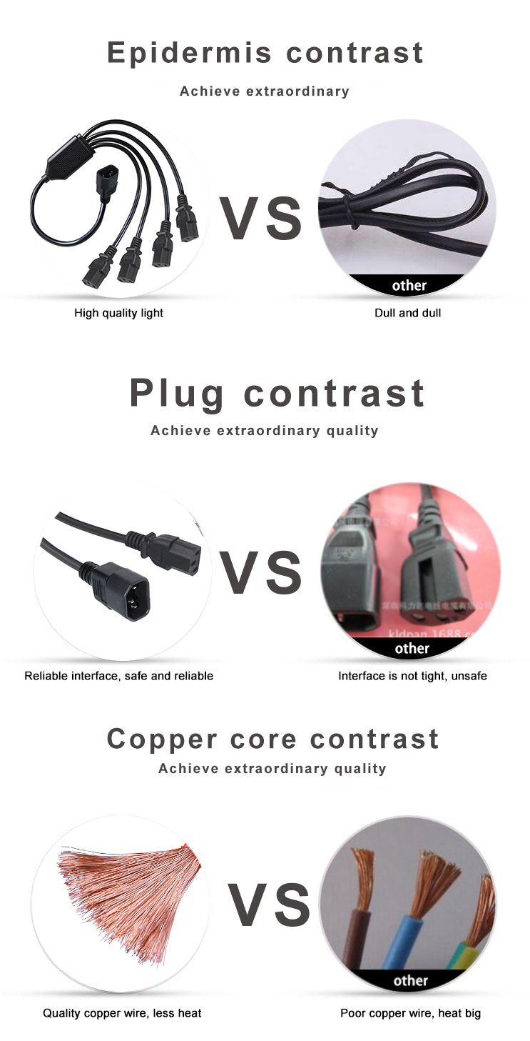 Black Reel Angle Connector H05vv F Plug Iec C13 Iecc14 Male To Female Y Splitter Cable Power Extension Cord