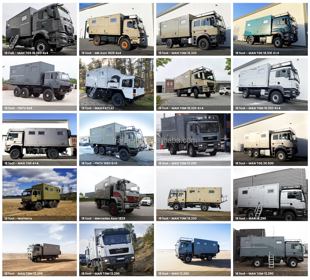18ft Square Expedition Motorhome Truck Camper Shell for DIY Overland and Road Traveling