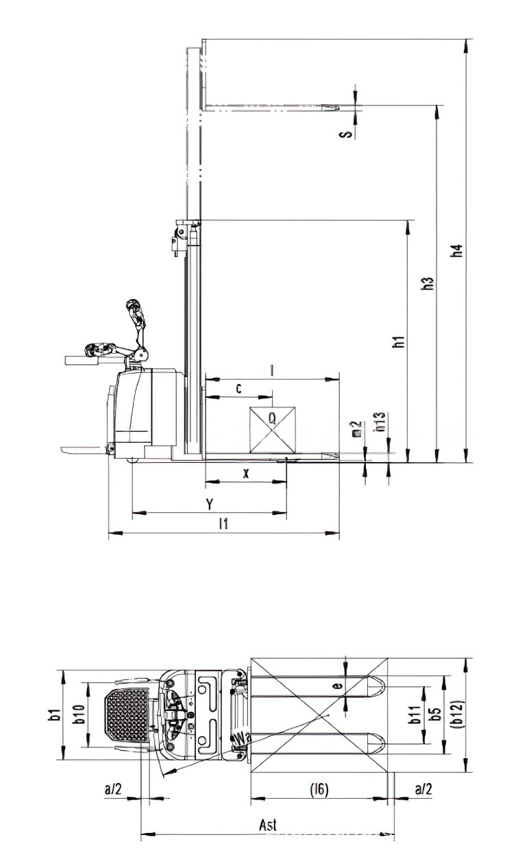 1500kg, 2000kg Electric Battery Reach Stacker Pallet Stacker High End Ligting 5500mm