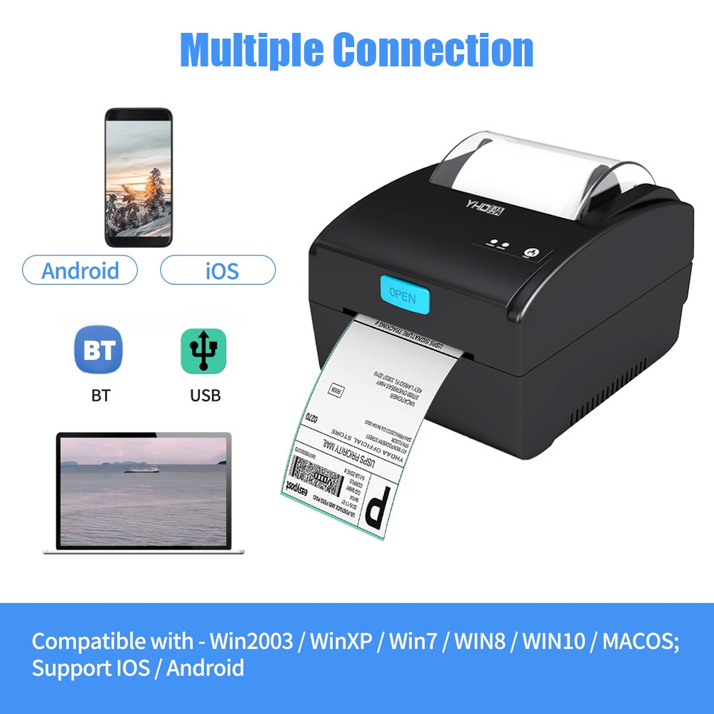 DC 24V 1.5A 80mm Thermal Printer 3 Inch Bluetooth USB For Warehouse