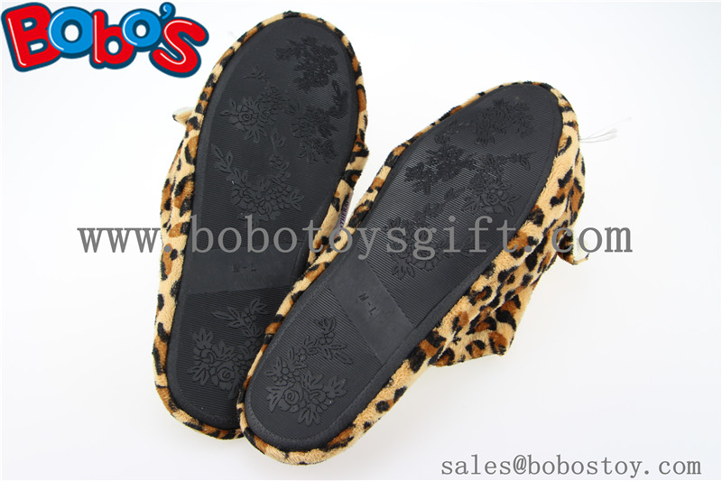 Men Shoes Plush Stuffed Leopard Microwave Flaxseed and Lavender Slipper