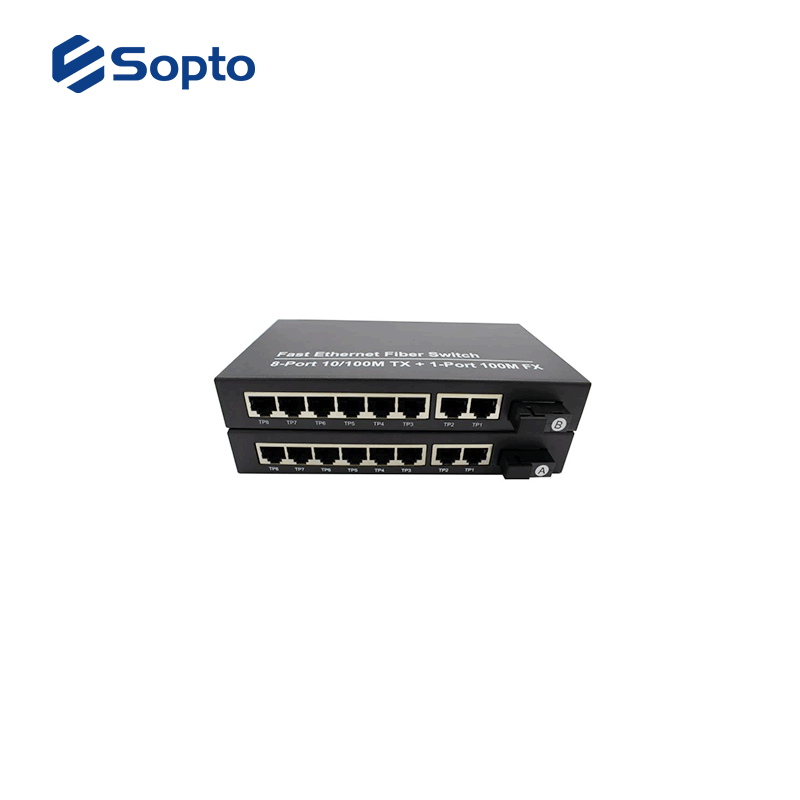 External 220V AC 10 100 1000 Media Converter With Conspicuous LED Indicators