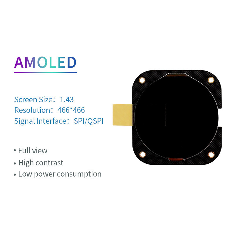 1.43 Inch Round AMOLED Oled Display With Touch Panel 466x466 Resolution RGB/QSPI Interface 350c/d Display Driving IC
