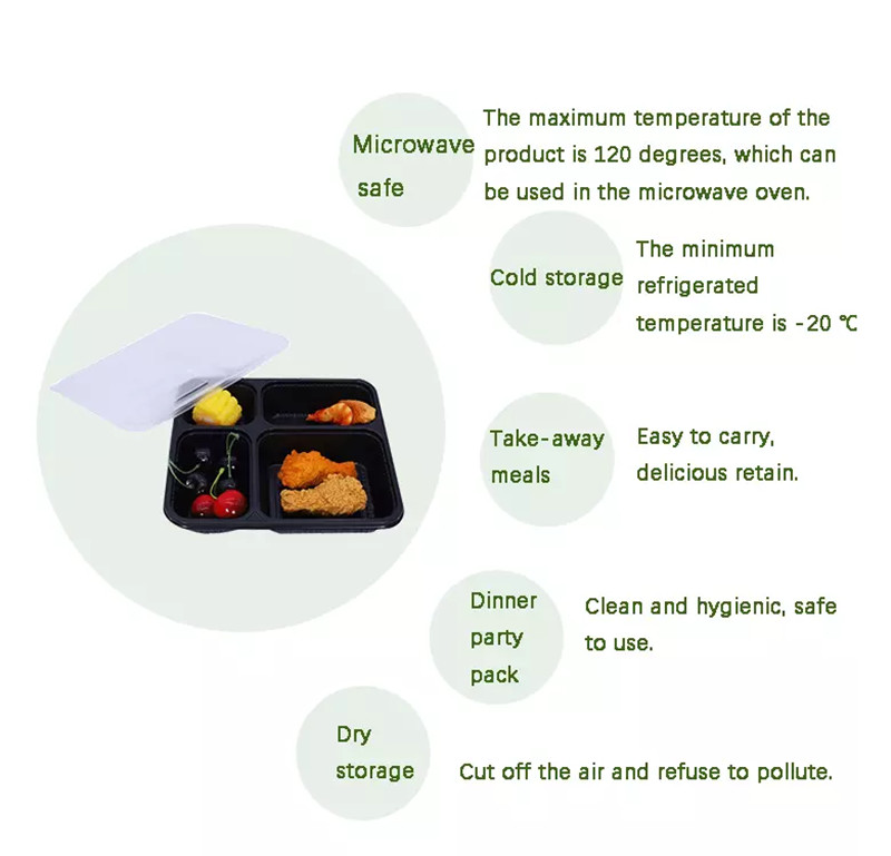 4 Compartment PP 1L Disposable Takeaway Food Container