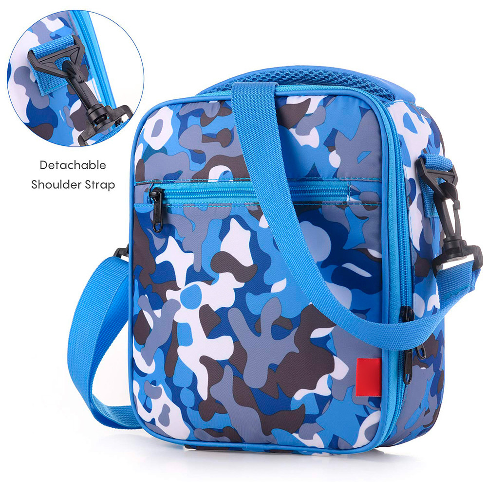 Lightweight Boys Camo Insulated Lunch Bags With Shoulder Straps