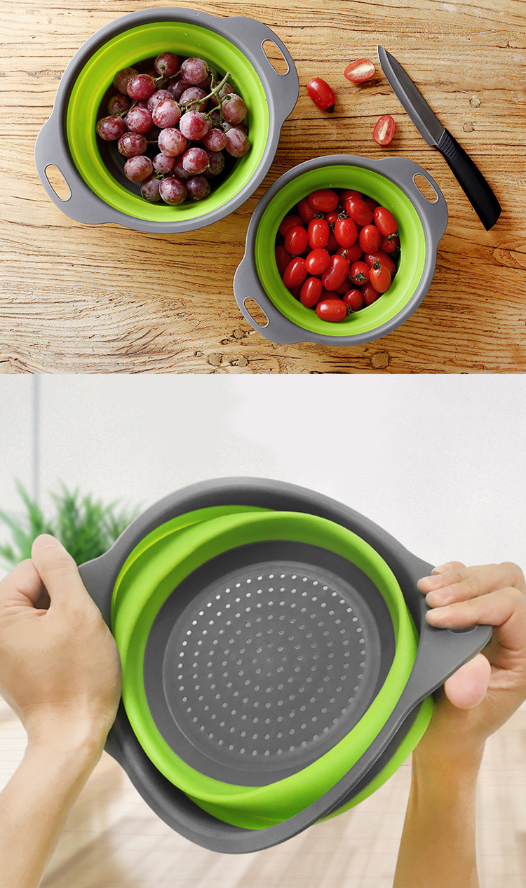 Lightweight Round Space Saving Silicone Colander Strainer