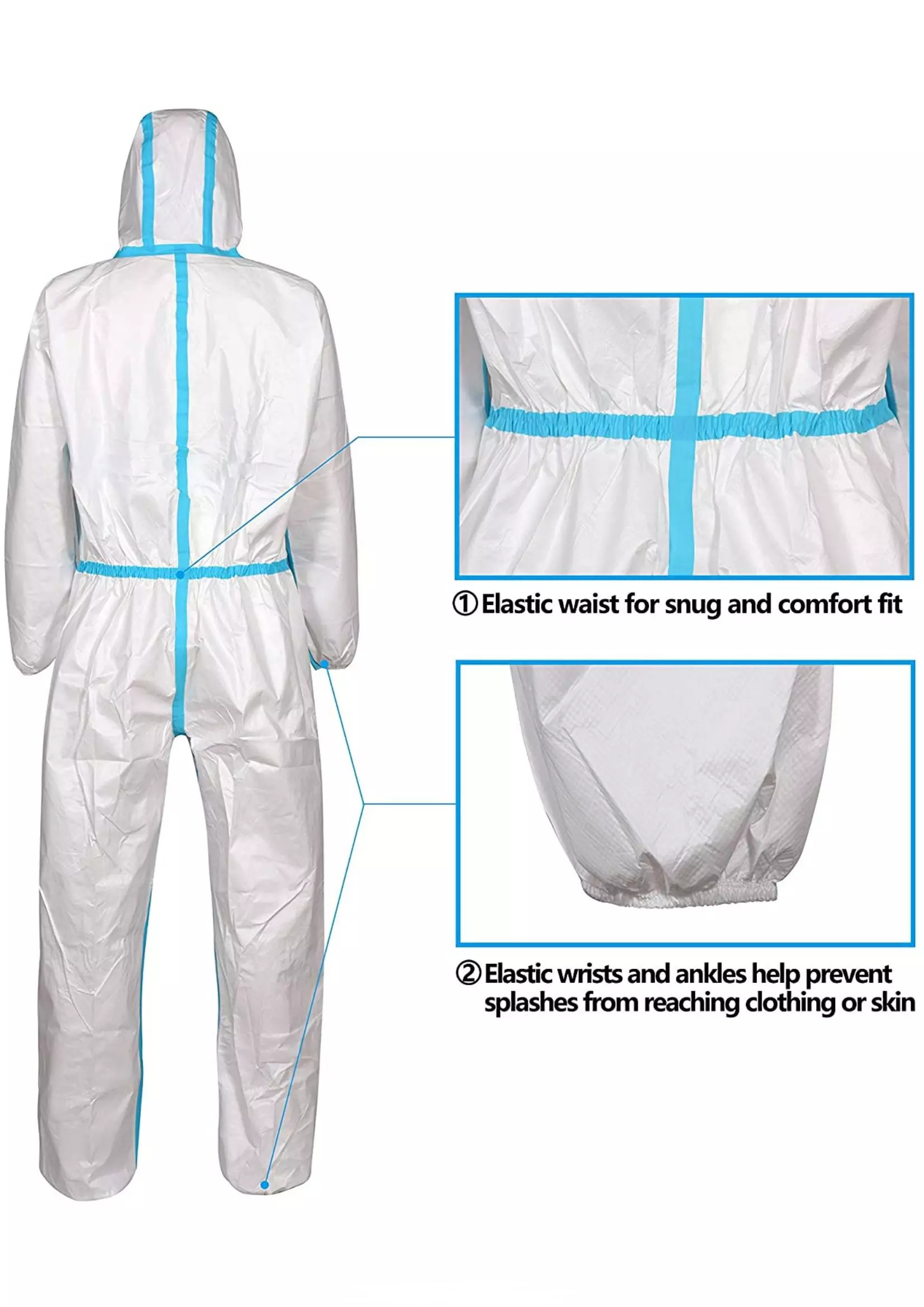30gsm - 70gsm Disposable Protective Suits Microporous Coverall SF Non Woven Medical Level