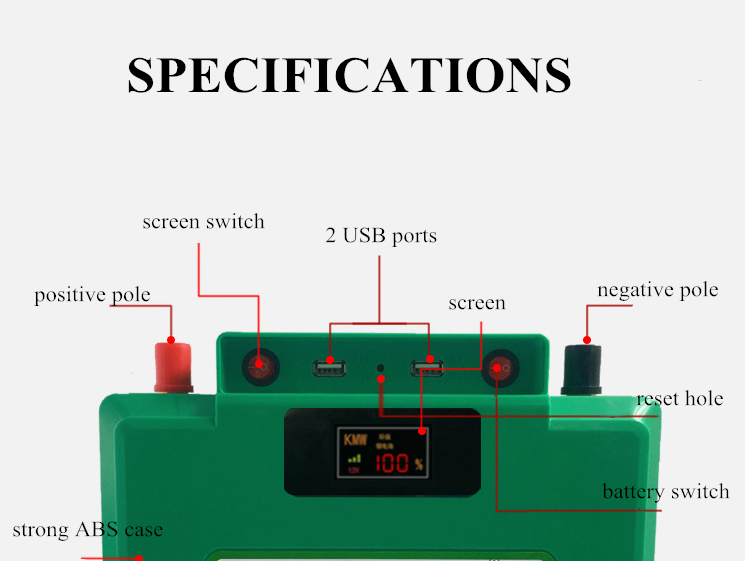 100Ah 12V LiFePO4 Deep Cycle Lithium Iron Phosphate Battery 1200Wh Built In BMS 48V