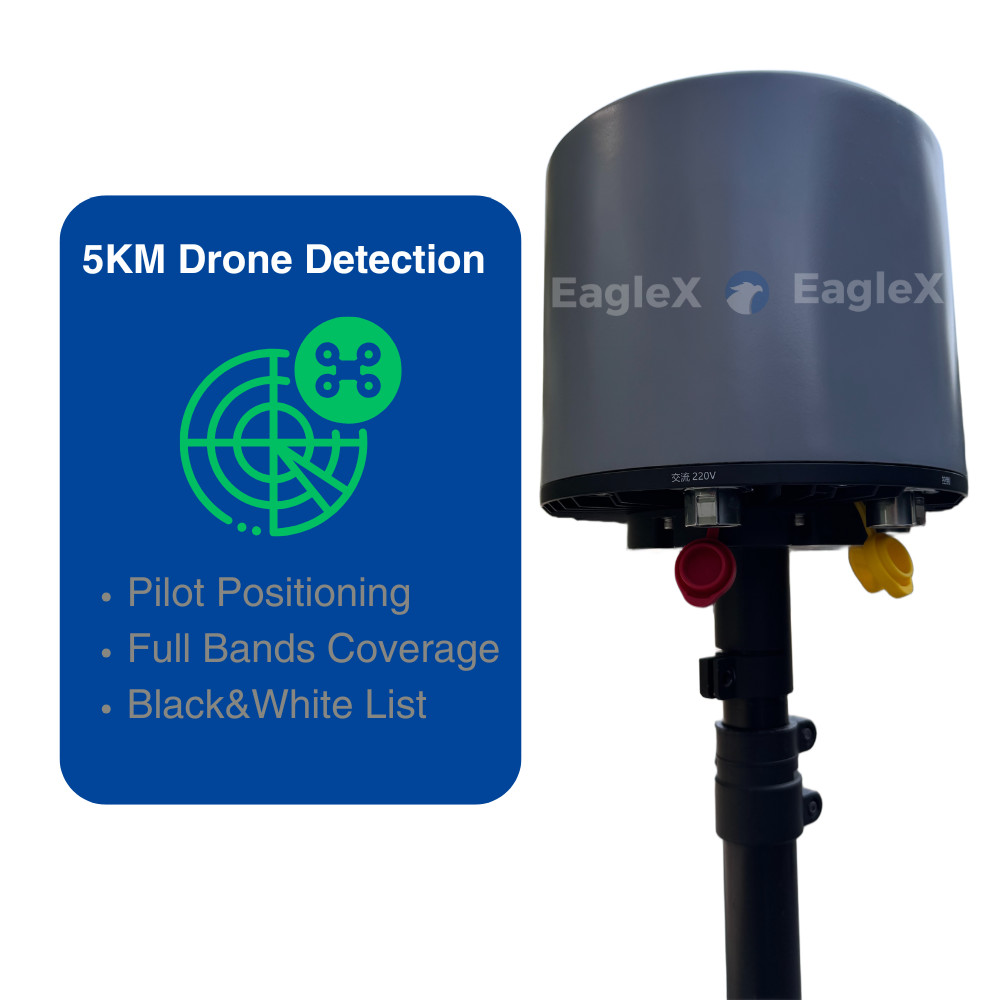 IP66 TDOA Drone Detector Up to 5 km Detection Distance for Pilot Positioning and Passive Black White List Operating